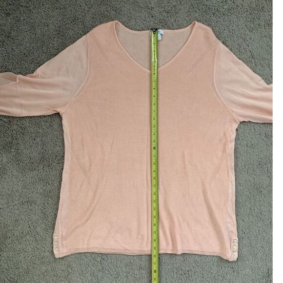 Roz & Ali Women Sweater Size 3X Pink V-Neck 3/4 Sleeve Relaxed Spring - Picture 7 of 7